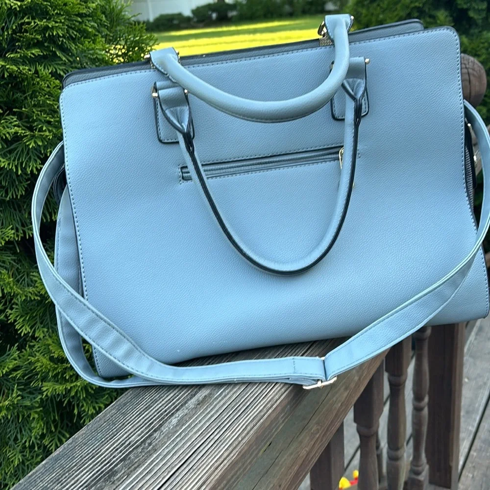 Dog Carrier in PU LEATHER light blue crossbody/tote